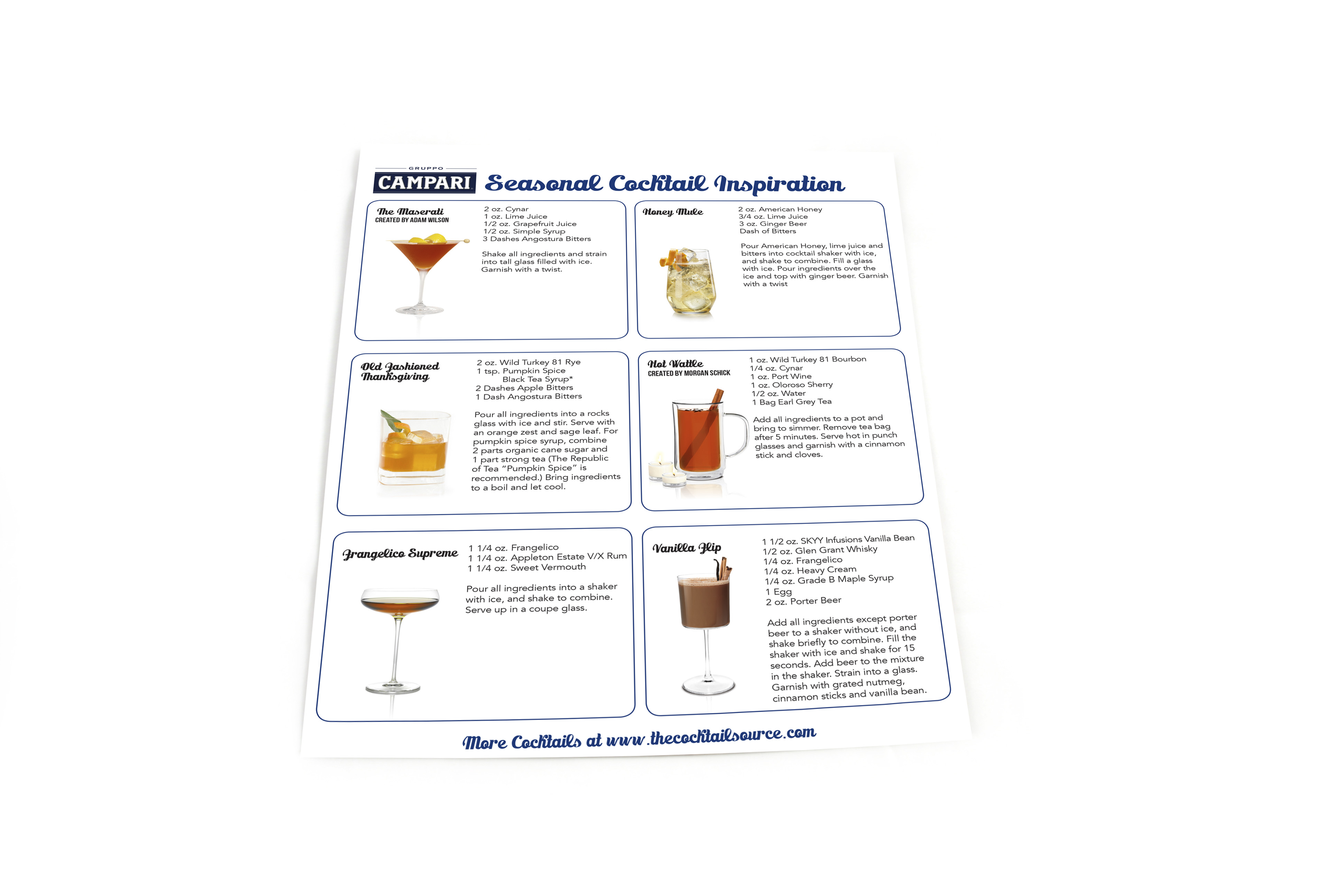 Campari America Cocktail Sheets